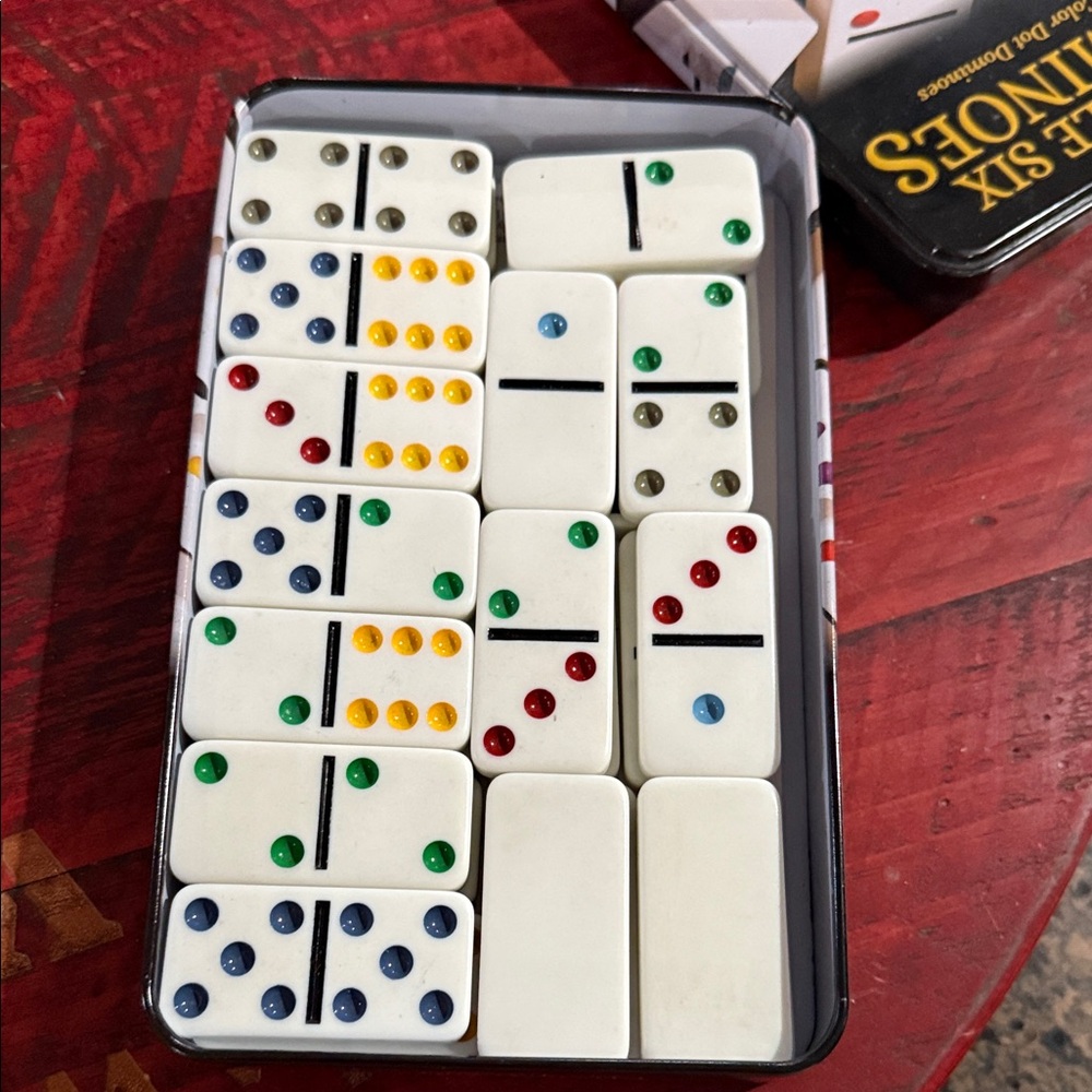 Double Six Dominoes Set with Color Dots - Picture 2 of 4